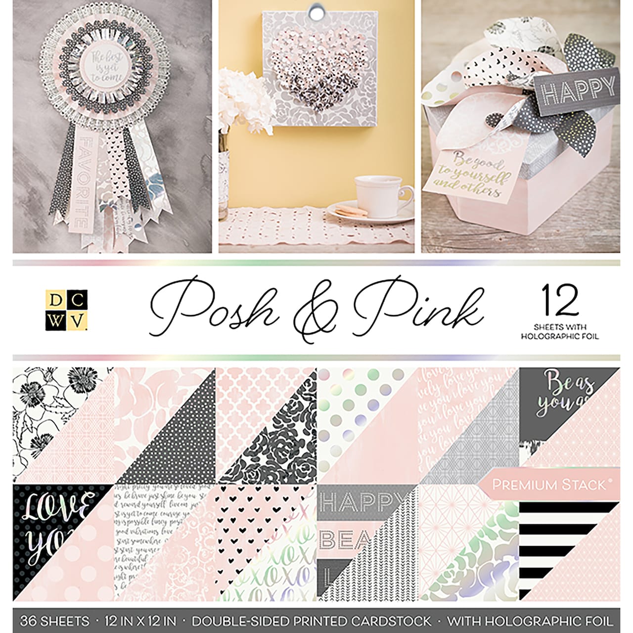 DCWV Pink &#x26; Posh 12&#x22; x 12&#x22; Double-Sided Cardstock, 36 Sheets